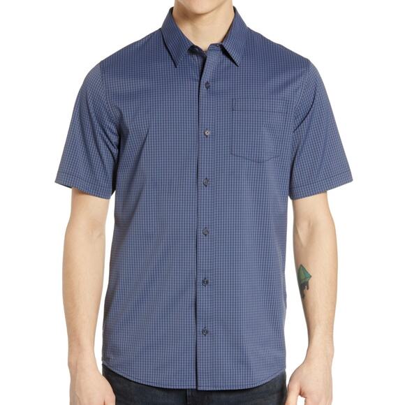 Travis Mathew Plaid Button Down Shirt Size Large Blue Business Casual Golf Work - Picture 1 of 12